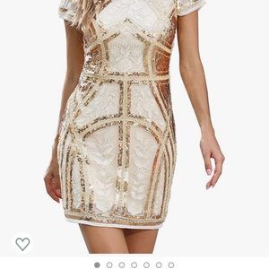 Shy Velvet Gold sequin bodycon club party cocktail dress